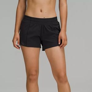 Black 4 inch Lululemon Hottie Hot shorts